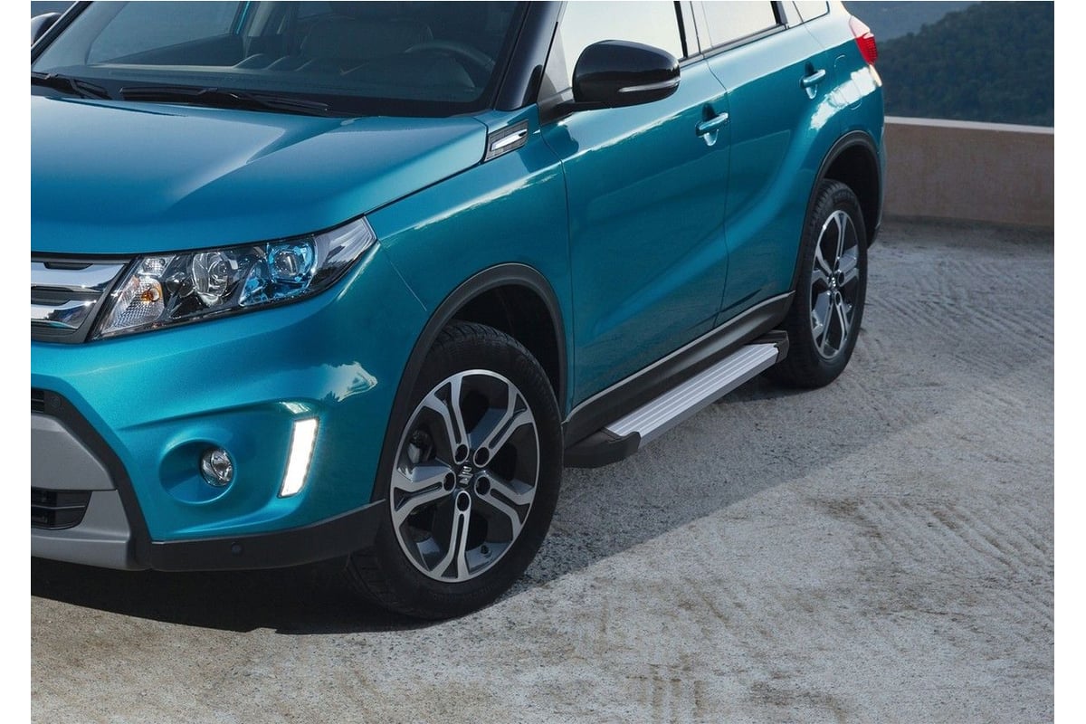 Пороги на автомобиль Rival Silver для Suzuki Vitara IV 2015-2018 г.в., 160  см, 2 шт., алюминий F160AL.5503.1 - выгодная цена, отзывы, характеристики,  фото - купить в Москве и РФ