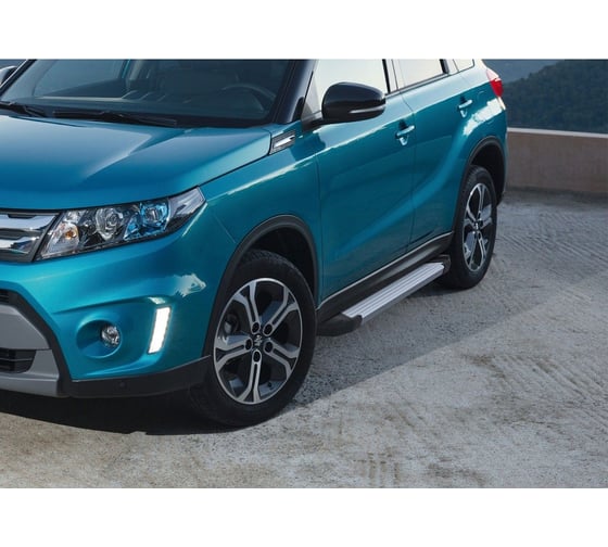 Пороги на автомобиль Rival Silver для Suzuki Vitara IV 2015-2018 г.в., 160 см, 2 шт., алюминий F160AL.5503.1