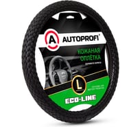 Оплётка руля AUTOPROFI Eco-Line, премиальная экокожа, полностью плетёная, черный, L, EL-800 BK/BK (L)