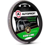 Оплётка руля AUTOPROFI Eco-Line, премиальная экокожа, центральная вставка с кристаллами в стиле Swarovski, черный/синий, М, KR-2506 BK/BL (M)