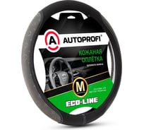 Оплётка руля AUTOPROFI серия Eco-Line, премиальная экокожа, вставки с принтом в стиле Fashion, чёрн./т.серый, разм. М FS-2505 BK/D.GY (M)