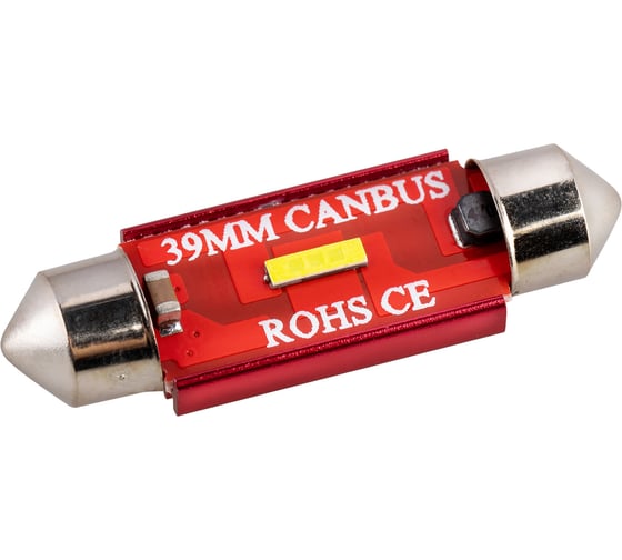 Автолампа диод SKYWAY T11 (C5W) 12/24V 1 SMD 1-конт 39мм биполярная Белая CAN BUS комп.2 шт салон/номер S08202070/K