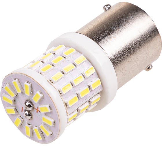 Автолампа диод SKYWAY S25 (P21W) 12/24V 57 SMD BA15s 1-конт Белая CAN BUS комп.2 шт противотуманки/поворот/задний ход/стоп S08201427/K 1