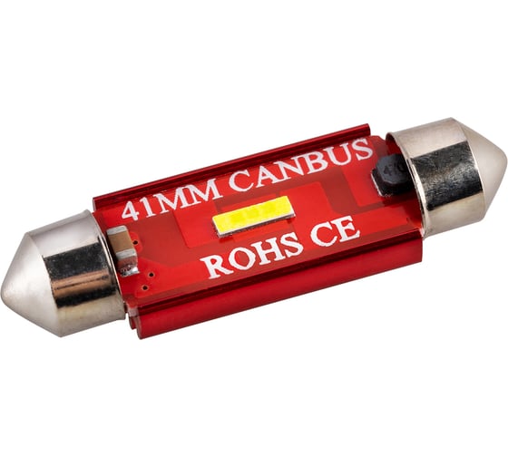 Автолампа диод SKYWAY T11 (C5W) 12/24V 1 SMD 1-конт 41мм биполярная Белая CAN BUS комп.2 шт салон/номер S08202071/K 1