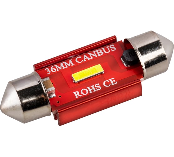 Автолампа диод SKYWAY T11 (C5W) 12/24V 1 SMD 1-конт 36мм биполярная Белая CAN BUS комп.2 шт салон/номер S08202069/K 1