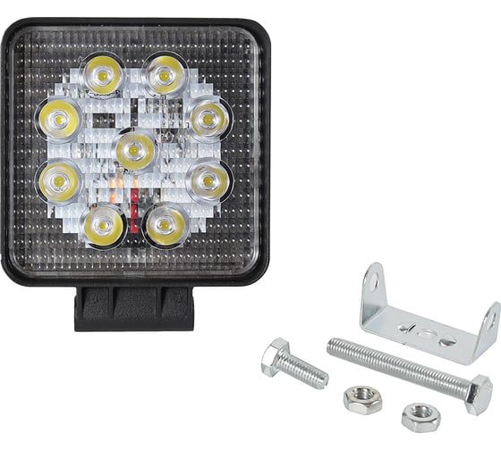 Фара противотуманная Крал квадратная 10-30V 110x110x30мм 27W 3W*9PCS,6500K±500K, направленный 4032