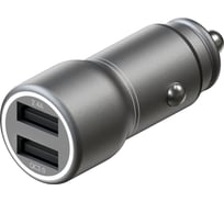 Автомобильное зарядное устройство InterStep METAL 30W, 2USB+Quick Charge 3.0, темно-серый 72797