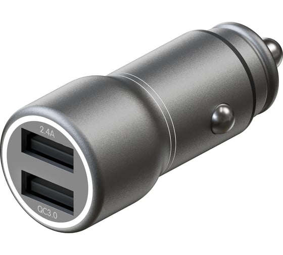 Автомобильное зарядное устройство InterStep METAL 30W, 2USB+Quick Charge 3.0, темно-серый 72797 1