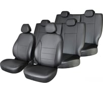 Чехлы на сиденья Defly Toyota Ipsum (SXM10), 1996-2001, 7 мест, 3 ряд раздельный, экокожа черная Ty29/7-2K