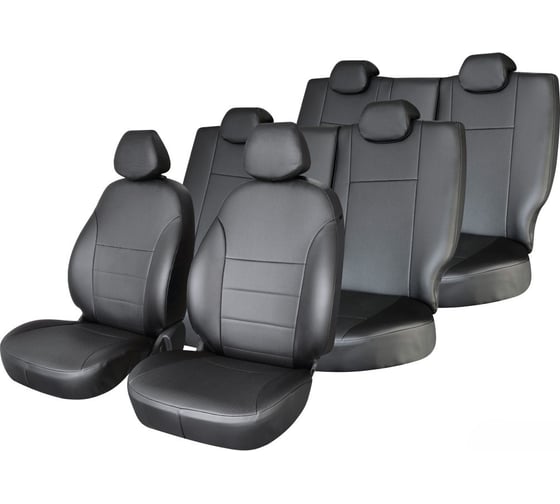 Чехлы на сиденья Defly Toyota Ipsum (SXM10), 1996-2001, 7 мест, 3 ряд раздельный, экокожа черная Ty29/7-2K