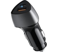 Автомобильное зарядное устройство c двумя портами REXANT (USB-A QC 3.0 + USB-C PD) cо световой индикацией, 20Вт, черное 16-0241