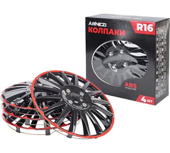 Колпаки Arnezi R16 Orion 4шт (черно-красные) ABS-пластик A0702077 1