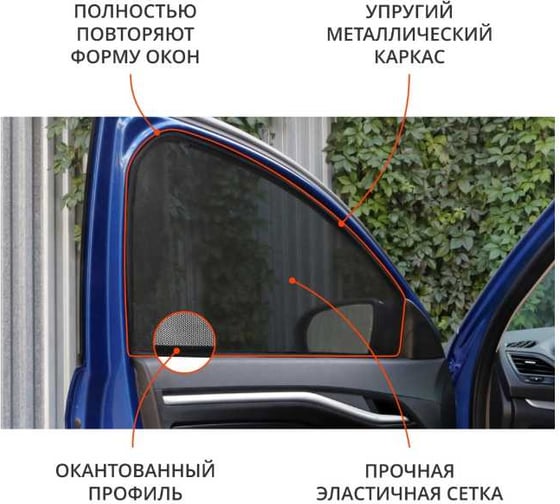 Шторки магнитные на передние боковые стекла Voron Glass Voron KamAZ 5490/65207 Neo 2013-н.в/65206 2014-н.в/Mercedes Axor 1998-н.в, 2 шт MFV014