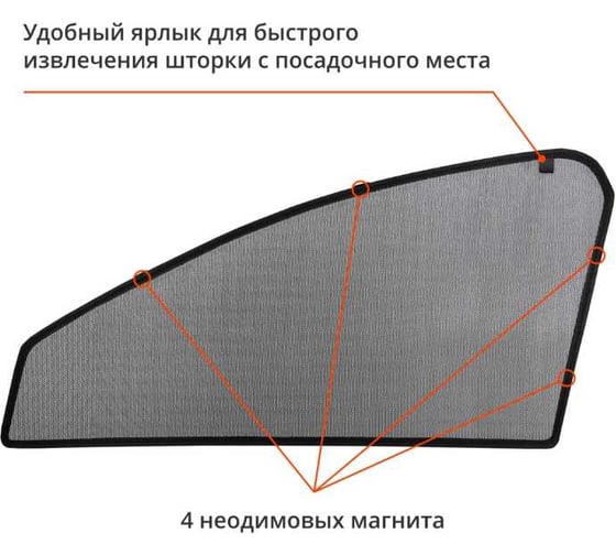 Шторки магнитные на передние боковые стекла Voron Glass Voron KamAZ 5490/65207 Neo 2013-н.в/65206 2014-н.в/Mercedes Axor 1998-н.в, 2 шт MFV014