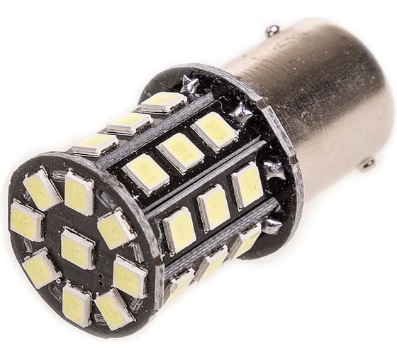Автолампа диод SKYWAY S25 (P21W) 12V 33 SMD BA15s 1-конт Белая комп.2 шт противотуманки/поворот/задний ход/стоп S08201366/K 1