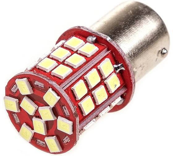 Автолампа диод SKYWAY S25 (P21W) 12V 45 SMD BA15s 1-конт Белая комп.2 шт противотуманки/поворот/задний ход/стоп S08201365/K 1