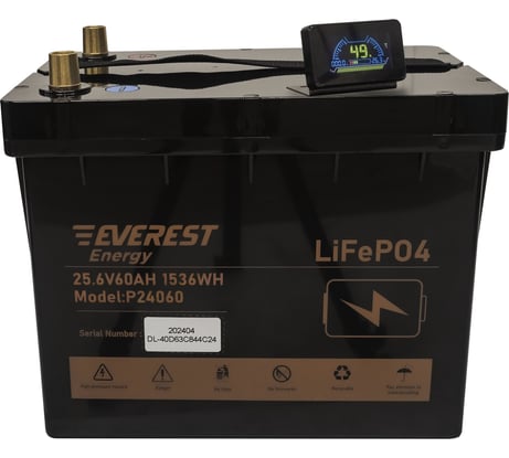 Аккумулятор EVEREST LiFePO4 24V60Ah + LCD + Bluetooth Energy P24060