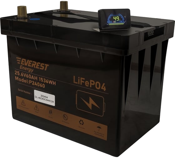 Аккумулятор EVEREST LiFePO4 24V60Ah + LCD + Bluetooth Energy P24060