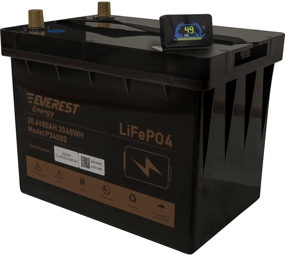 Аккумулятор EVEREST LiFePO4 24V80Ah + LCD + Bluetooth Energy P24080