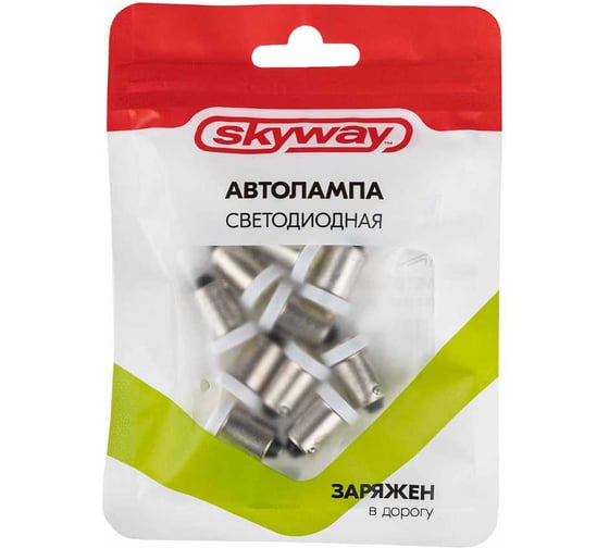 Автолампа диод SKYWAY T8,5 (T4W) 24V, 8 SMD, BA9s, 1-контакт, белая, 10 шт габарит/стоп/салон/номер S08202027/K