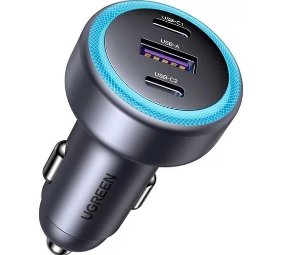 Автомобильное зарядное устройство Ugreen EC307 30W 3-Port Fast Car Charger серый 45843_ 1