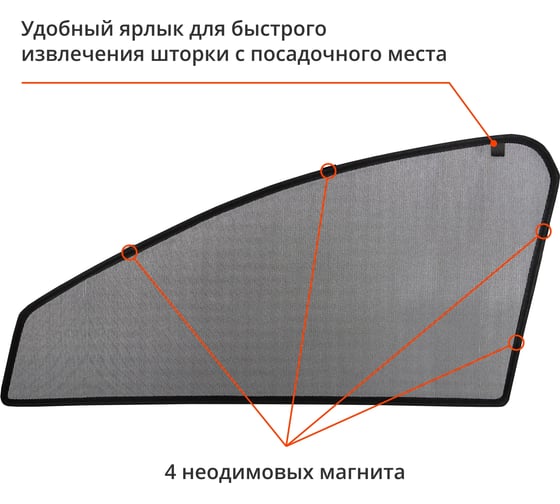 Шторки магнитные Voron Glass на передние боковые стекла Voron а/м Lada Kalina/Kalina универсал 2004-2018/Granta 2011-н.в./Datsun mi-Do 2015-2020/on-Do 2014-2020, 2шт MFV001