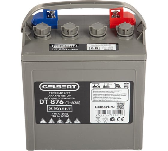 Тяговый WET аккумулятор Gelbert DT876 (T-875) 8V145A/H C5 025367