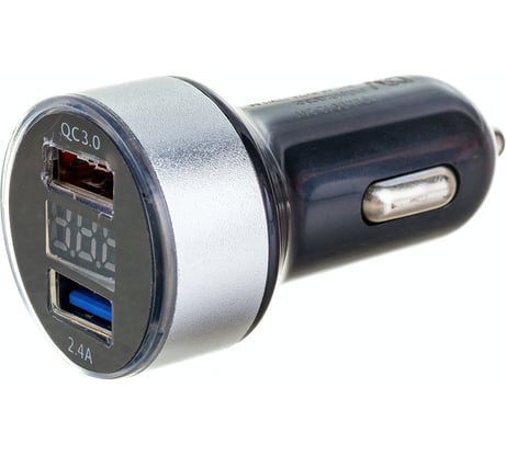 Автомобильное зарядное устройство для телефона и гаджетов DSV USB с вольтметром R77005