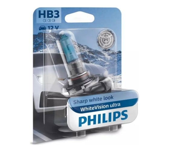 Автолампа PHILIPS HB3, 60 Вт, P20d, WhiteVision ultra 3800 K, 12 В 9005WVUB1 1