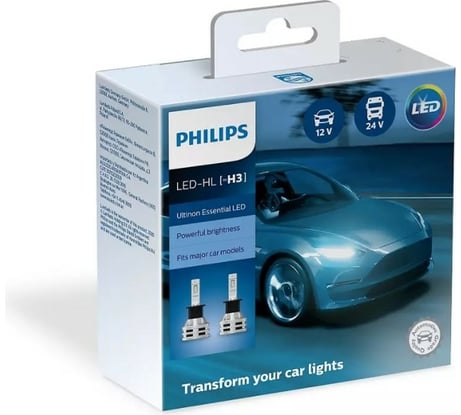 Автолампа PHILIPS H3, Ultinon Essential LED HI/LO 6500 K, 2 шт., 12 В 11336UE2X2