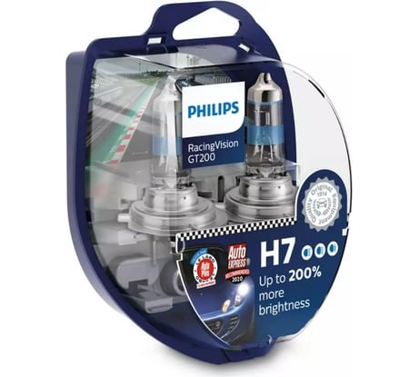 Автолампа PHILIPS H7 55 PX26d+200 Racing Vision GT200 2шт 3500К 12V 12972RGTS2