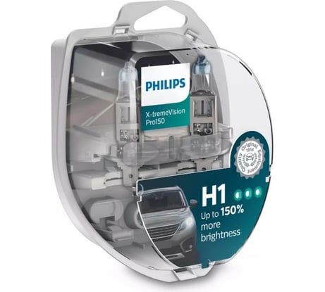 Автолампа PHILIPS H1 55 P14.5s+150 X-tremeVision Pro150 2шт 12V 12258XVPS2