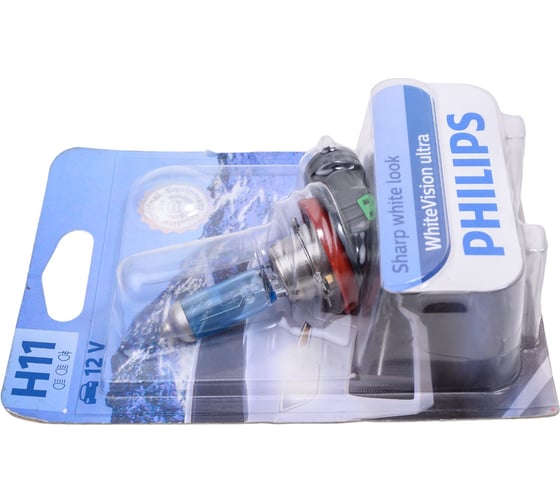 Автолампа PHILIPS H11, 55 Вт, PGJ19-2, WhiteVision ultra 4000 K, 12 В 12362WVUB1