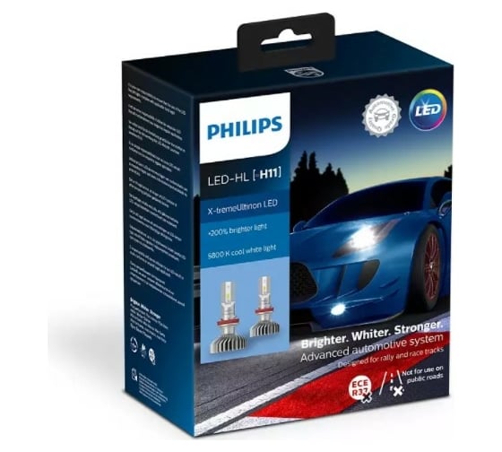 Автолампа PHILIPS H11, X-tremeUltinon LED HI/LO BRIGHTER 5800 K, 2 шт., 12 В 11362XUX2 1