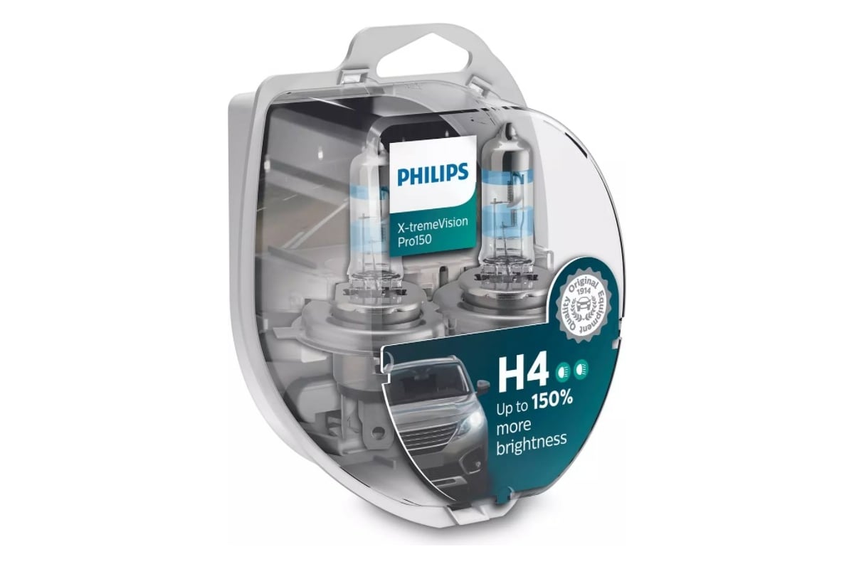 Автолампа PHILIPS H4, 60/55 Вт, P43t-38+150%, X-tremeVision Pro150, 2 шт.,  12 В 12342XVPS2 - выгодная цена, отзывы, характеристики, фото - купить в  Москве и РФ