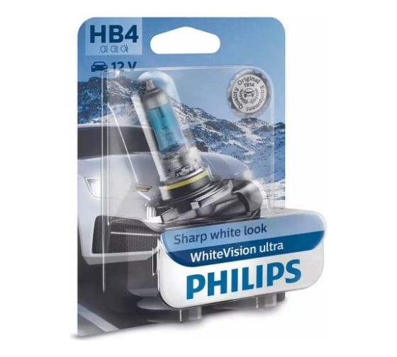 Автолампа PHILIPS HB4, 51 Вт, P22d, WhiteVision ultra 4200 K, 12 В 9006WVUB1