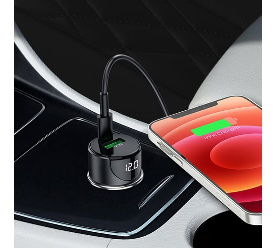 Автомобильная зарядка Hoco Z42 PD20, QC3.0, один порт USB, один порт Type-C, черный 796484