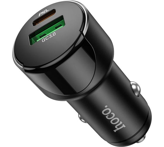 Автомобильная зарядка Hoco Z42 PD20, QC3.0, один порт USB, один порт Type-C, черный 796484