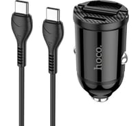 Автомобильная зарядка Hoco кабель Lightning, QC3.0, один порт USB, один порт Type-C, 30 Вт, черный 825533