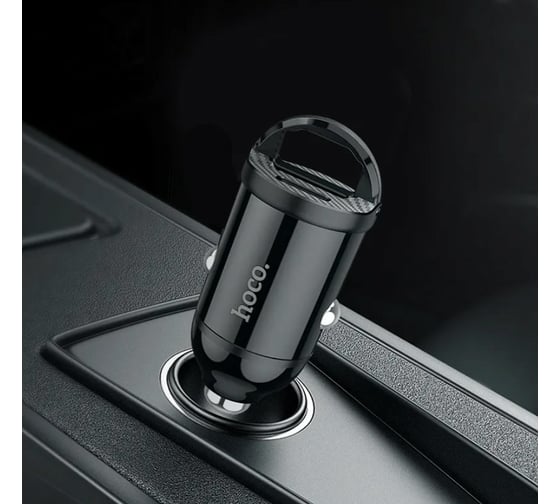 Автомобильная зарядка Hoco кабель Lightning, QC3.0, один порт USB, один порт Type-C, 30 Вт, черный 825533