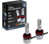 Лампа светодиодная AIRLINE H11/H8, 55Вт, 10400Лм (5200Лм x 2), 6500К (Белый), 12/24В, для рефлекторной/линзованной оптики, комплект 2 шт., ULTRA AEAR227