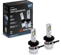 Лампа светодиодная AIRLINE H7, 55Вт, 10400Лм (5200Лм x 2), 6500К (Белый), 12/24В, для рефлекторной/линзованной оптики, комплект 2 шт., ULTRA AEAR226