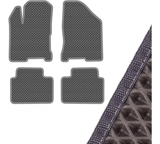 Коврик салона SKYWAY ВАЗ LADA 2180 Vesta (2015 г.в) левый руль 4 пр. EVA Серый (53x74, 52x76, 52x43, 52x43) S01705054 1