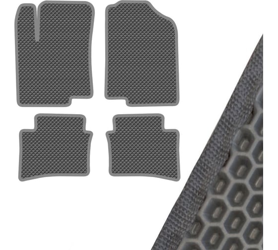 Коврик салона SKYWAY HYUNDAI SOLARIS (2010- г.в) левый руль 4 пр. EVA Серый (52x69, 49x70, 51x46, 51x46) S01705003 1