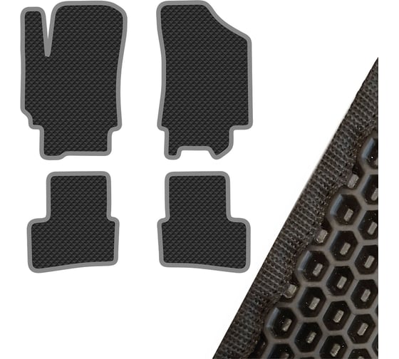 Коврик салона SKYWAY HYUNDAI CRETA (2016- г.в.) левый руль 4 пр. EVA Черный (54x82, 51x86, 55x50, 55x50) S01705002 1