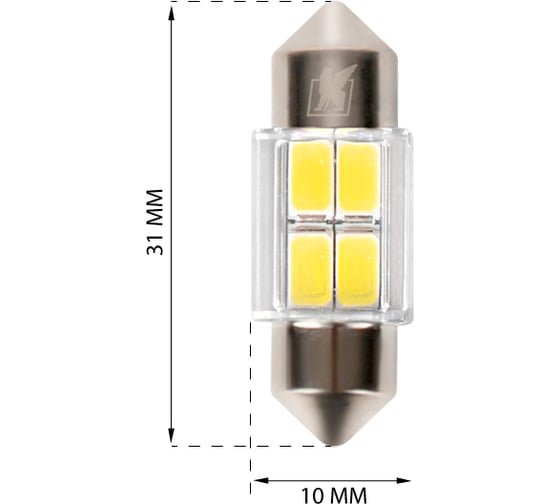 Светодиод KRAFT C5W (SV8,5) 10x31 12v (white) Pro (2 шт. Европодвес) KT 700262