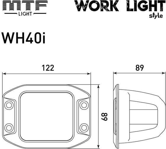 Прожектор светодиодный MTF LIGHT STYLE 40W, 3000lm, ECE R10, квадратный, встраиваемый WH40i