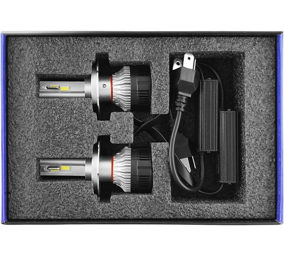 Светодиодные лампы MTF LIGHT MaxBeam 2.0, H4/H19, 12V, 55W, 5000lm, 6000K, кулер, комплект. MB04K6