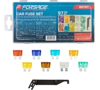 Предохранители плавкие флажковые автомобильные Forsage (от 3А до 30А), комплект 97 предметов F-FS-30(64836)