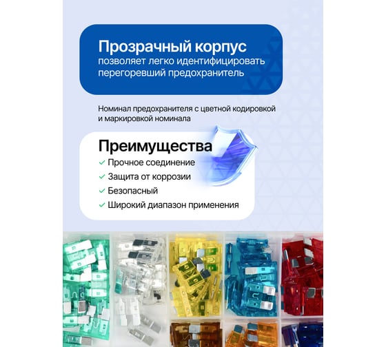 Предохранители плавкие флажковые автомобильные Forsage (от 3А до 30А), комплект 97 предметов F-FS-30(64836)